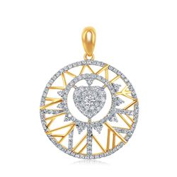 Womens Round Diamond Modern Starburst Heart Pendant 5/8 Cttw 14kt Yellow Gold - REF-52F5W