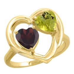 2.61 CTW Diamond, Garnet & Lemon Quartz Ring 10K Yellow Gold - REF-23R5H