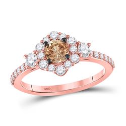 Round Brown Diamond Solitaire Bridal Wedding Engagement Ring 1 Cttw 14kt Rose Gold - REF-82Y9N