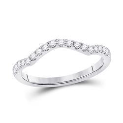 Womens Round Diamond Wedding Curved Enhancer Band 1/5 Cttw 10kt White Gold - REF-16R9X