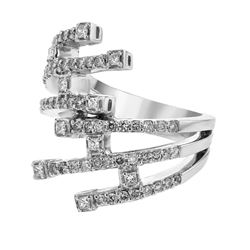 0.80 CTW Diamond Ring 18K White Gold - REF-132F5N