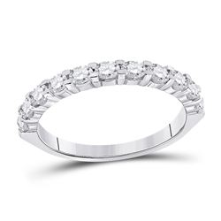 Womens Round Diamond Wedding Single Row Band 1 Cttw 14kt White Gold - REF-76F5W