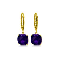 Genuine 7.2 ctw Amethyst Earrings 14KT Yellow Gold - REF-48Z3N