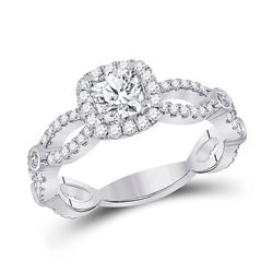 Cushion Diamond Solitaire Bridal Wedding Engagement Ring 1-1/3 Cttw 14kt White Gold - REF-241H5R