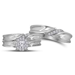 His Hers Round Diamond Solitaire Matching Wedding Set 1/2 Cttw 14kt White Gold - REF-79Y5N