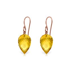 Genuine 19 ctw Citrine Earrings 14KT Rose Gold - REF-28X4M