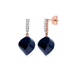 Genuine 30.65 ctw Sapphire & Diamond Earrings 14KT Rose Gold - REF-59Z9N