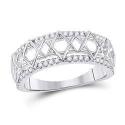 Womens Round Diamond Magen David Star Ring 1/5 Cttw 10kt White Gold - REF-27X9A