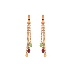 Genuine 4.9 ctw Garnet, Peridot & Citrine Earrings 14KT Rose Gold - REF-43X6M