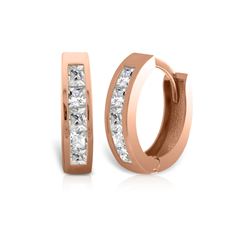 Genuine 1.0 ctw Diamond Anniversary Earrings 14KT Rose Gold - REF-182Y7F