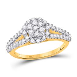 Womens Round Diamond Circle Cluster Ring 3/4 Cttw 14kt Yellow Gold - REF-57M5H