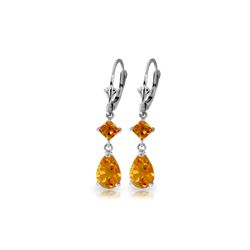 Genuine 4.5 ctw Citrine Earrings 14KT White Gold - REF-41T4A