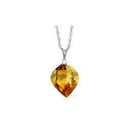 Genuine 11.80 ctw Citrine & Diamond Necklace 14KT White Gold - REF-30Z2N