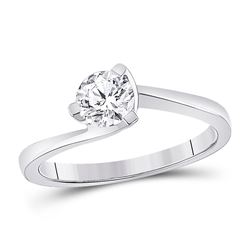 Womens Round Diamond Solitaire Bridal Wedding Engagement Ring 3/4 Cttw 14kt White Gold - REF-197A5M