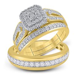 His Hers Round Diamond Matching Wedding Set 1-1/5 Cttw 10kt Yellow Gold - REF-63Y5N