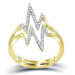 Womens Round Diamond Double Heartbeat Ring 1/5 Cttw 10kt Yellow Gold - REF-14H9R