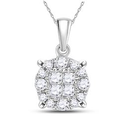 Womens Princess Diamond Fashion Cluster Pendant 1/6 Cttw 14kt White Gold - REF-13Y5N