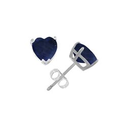 Genuine 3.1 ctw Sapphire Earrings 14KT White Gold - REF-31K2V