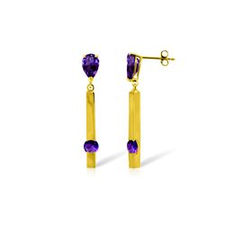 Genuine 4.25 ctw Amethyst Earrings 14KT Yellow Gold - REF-54R6P