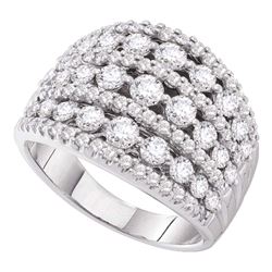 Womens Round Pave-set Diamond Wide Fashion Band Ring 3 Cttw 14kt White Gold - REF-236H9R