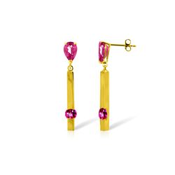 Genuine 4.25 ctw Pink Topaz Earrings 14KT Yellow Gold - REF-56K3V