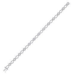 Womens Round Diamond Link Bracelet 3 Cttw 14kt White Gold - REF-197R5X