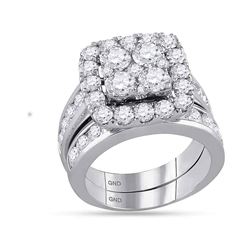 Round Diamond Bridal Wedding Ring Band Set 4-1/4 Cttw 14kt White Gold - REF-371F9W