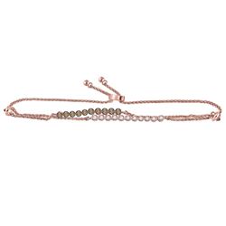 Womens Round Brown and White Diamond Double Bolo Bracelet 1/2 Cttw 14kt Rose Gold - REF-43Y5N