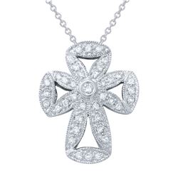 0.57 CTW Diamond Necklace 18K White Gold - REF-65F7N