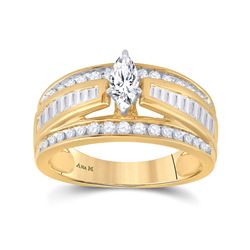 Marquise Diamond Solitaire Bridal Wedding Engagement Ring 1 Cttw 14kt Yellow Gold - REF-100M5H