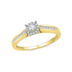 Round Diamond Solitaire Bridal Wedding Engagement Ring 1/6 Cttw 10kt Yellow Gold - REF-18X9A