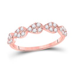 Womens Round Diamond Teardrop Stackable Band Ring 1/3 Cttw 10kt Rose Gold - REF-23M5H