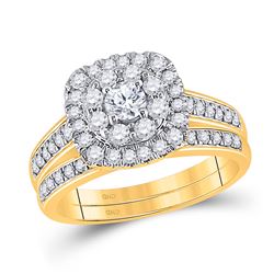 Round Diamond Bridal Wedding Ring Band Set 1 Cttw 14kt Yellow Gold - REF-76W5K