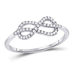 Womens Round Diamond Infinity Fashion Ring 1/6 Cttw 10kt White Gold - REF-12W5K