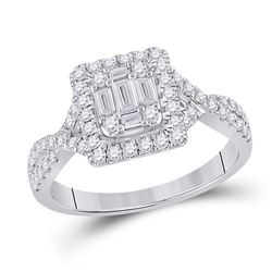 Womens Baguette Diamond Square Ring 5/8 Cttw 14kt White Gold - REF-65X5A