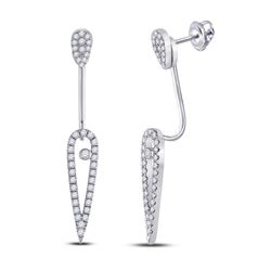 Womens Round Diamond Fashion Earrings 1/2 Cttw 14kt White Gold - REF-46Y9N