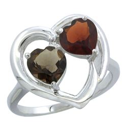 2.61 CTW Diamond, Quartz & Garnet Ring 14K White Gold - REF-33M9A