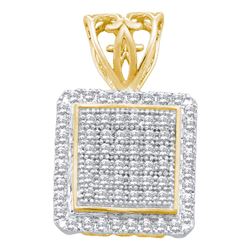 Womens Round Diamond Square Cluster Pendant 1/5 Cttw 10kt Yellow Gold - REF-14N9F