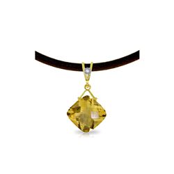 Genuine 8.76 ctw Citrine & Diamond Necklace 14KT Yellow Gold - REF-30T6A