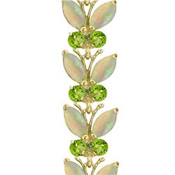 Genuine 12 ctw Opal & Peridot Bracelet 14KT White Gold - REF-189A3K