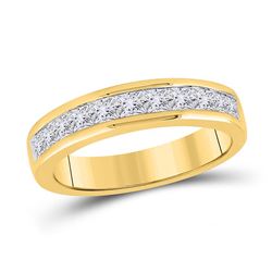 Womens Princess Channel-set Diamond Single Row Wedding Band 1 Cttw 14kt Yellow Gold - REF-89H5R