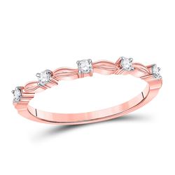 Womens Round Diamond 5-Stone Stackable Band Ring 1/10 Cttw 14kt Rose Gold - REF-13M9H