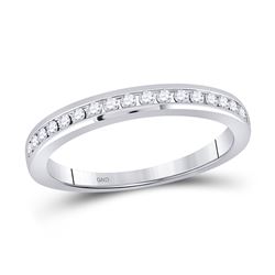 Womens Round Diamond Wedding Single Row Band 1/4 Cttw 14kt White Gold - REF-25X9A