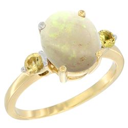 1.65 CTW Opal & Yellow Sapphire Ring 14K Yellow Gold - REF-31R7H