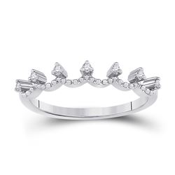 Womens Round Diamond Band Ring 1/12 Cttw 10kt White Gold - REF-12N9F