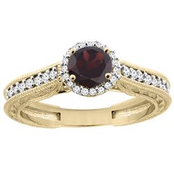 1.25 CTW Garnet & Diamond Ring 14K Yellow Gold - REF-57H5M