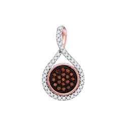 Womens Round Red Color Enhanced Diamond Cluster Pendant 1/6 Cttw 10kt Rose Gold - REF-9R5X