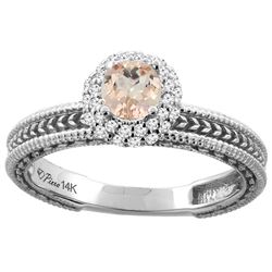 0.69 CTW Morganite & Diamond Ring 14K White Gold - REF-54R8H