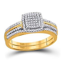 Round Diamond Bridal Wedding Ring Band Set 1/3 Cttw 10kt Yellow Gold - REF-30N9F