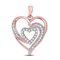 Womens Round Diamond Fashion Heart Pendant 1/6 Cttw 10kt Rose Gold - REF-12M9H